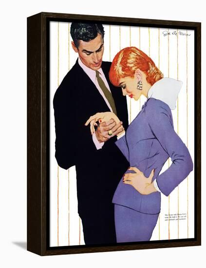 I Love You, Mama Girl - Saturday Evening Post "Men at the Top", March 31, 1956 pg.25-Joe deMers-Framed Premier Image Canvas