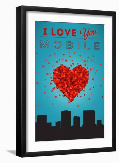 I Love You Mobile, Alabama-Lantern Press-Framed Art Print