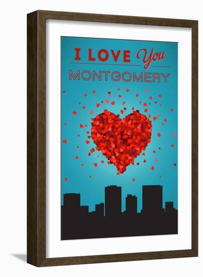 I Love You Montgomery, Alabama-Lantern Press-Framed Art Print