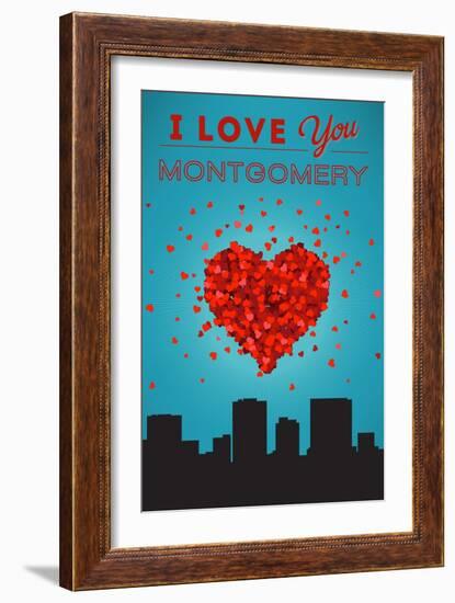 I Love You Montgomery, Alabama-Lantern Press-Framed Art Print