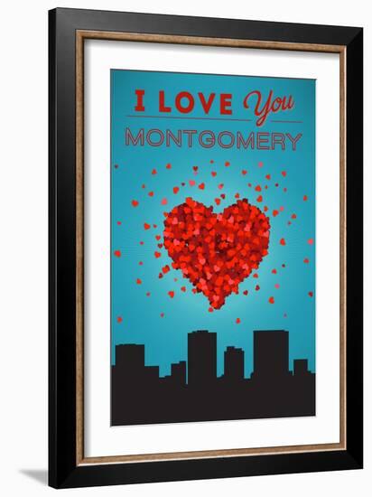 I Love You Montgomery, Alabama-Lantern Press-Framed Art Print