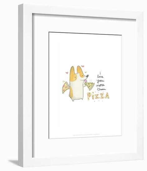 I love you more than pizza dog - Hannah Stephey Cartoon Dog Print-Hannah Stephey-Framed Art Print