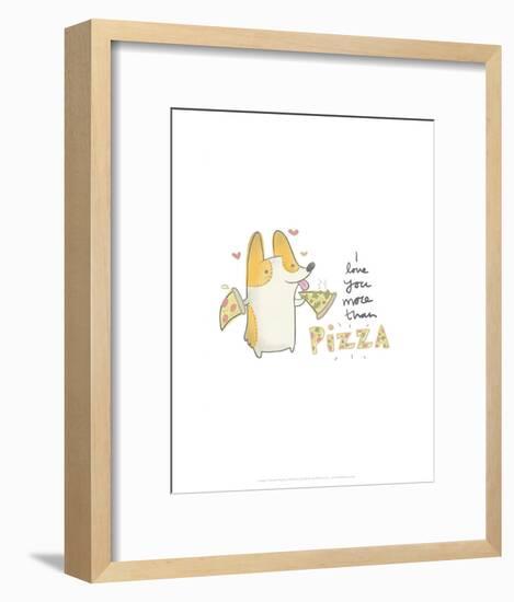 I love you more than pizza dog - Hannah Stephey Cartoon Dog Print-Hannah Stephey-Framed Art Print