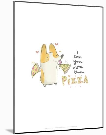 I love you more than pizza dog - Hannah Stephey Cartoon Dog Print-Hannah Stephey-Mounted Art Print