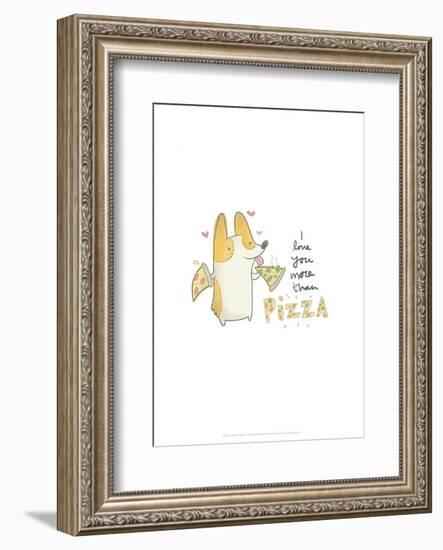 I love you more than pizza dog - Hannah Stephey Cartoon Dog Print-Hannah Stephey-Framed Giclee Print