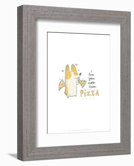 I love you more than pizza dog - Hannah Stephey Cartoon Dog Print-Hannah Stephey-Framed Giclee Print