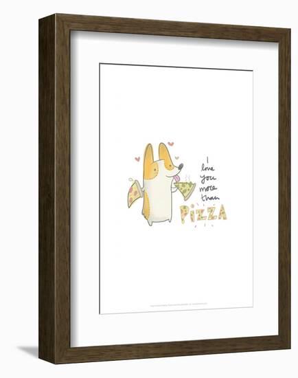 I love you more than pizza dog - Hannah Stephey Cartoon Dog Print-Hannah Stephey-Framed Giclee Print