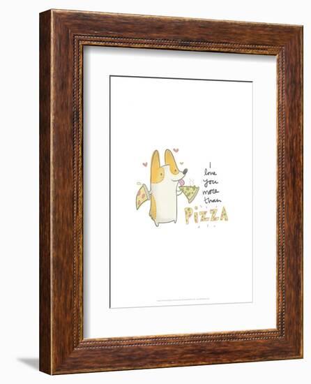 I love you more than pizza dog - Hannah Stephey Cartoon Dog Print-Hannah Stephey-Framed Giclee Print