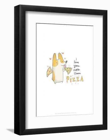 I love you more than pizza dog - Hannah Stephey Cartoon Dog Print-Hannah Stephey-Framed Giclee Print