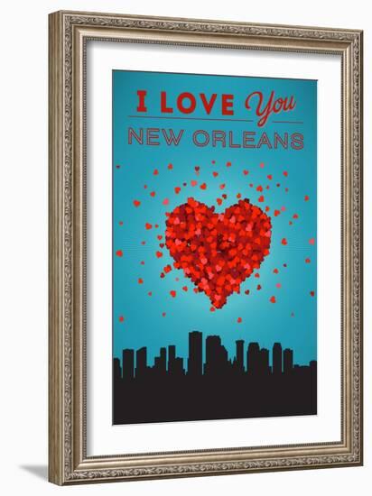 I Love You New Orleans, Louisiana-Lantern Press-Framed Art Print