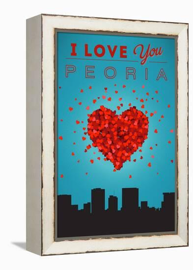 I Love You Peoria, Illinois-Lantern Press-Framed Stretched Canvas