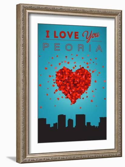 I Love You Peoria, Illinois-Lantern Press-Framed Art Print