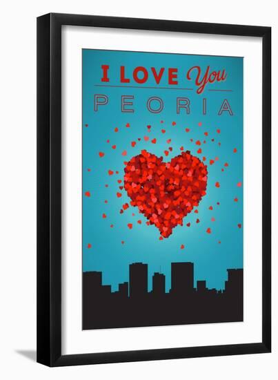 I Love You Peoria, Illinois-Lantern Press-Framed Art Print