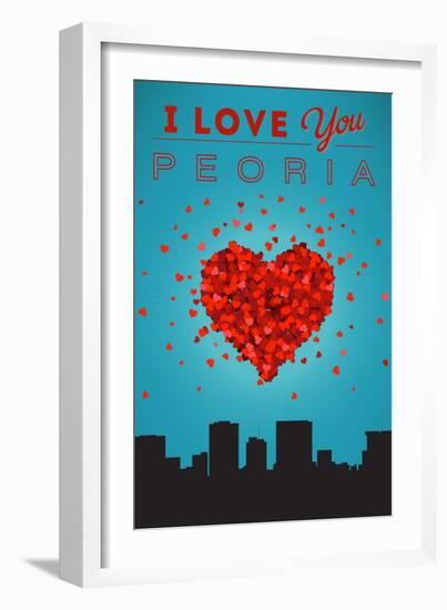 I Love You Peoria, Illinois-Lantern Press-Framed Art Print