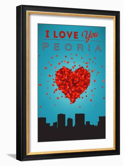 I Love You Peoria, Illinois-Lantern Press-Framed Art Print