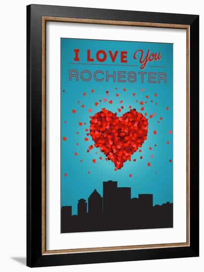 I Love You Rochester, New York-Lantern Press-Framed Art Print