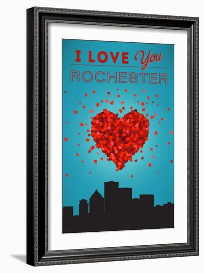 I Love You Rochester, New York-Lantern Press-Framed Art Print