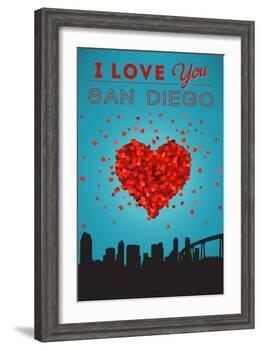 I Love You San Diego, California-Lantern Press-Framed Art Print