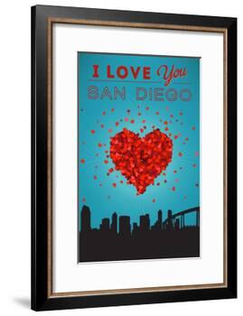 I Love You San Diego, California-Lantern Press-Framed Art Print