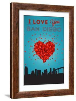 I Love You San Diego, California-Lantern Press-Framed Art Print