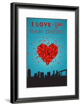 I Love You San Diego, California-Lantern Press-Framed Art Print