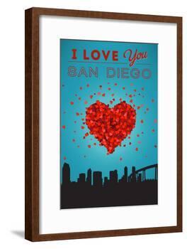 I Love You San Diego, California-Lantern Press-Framed Art Print