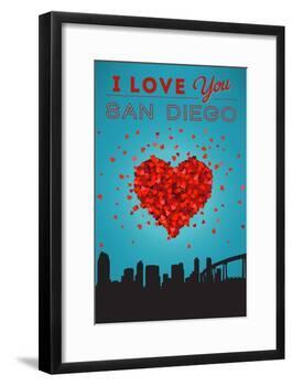 I Love You San Diego, California-Lantern Press-Framed Art Print