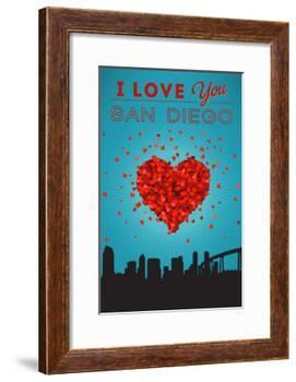 I Love You San Diego, California-Lantern Press-Framed Art Print