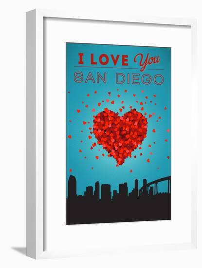 I Love You San Diego, California-Lantern Press-Framed Art Print