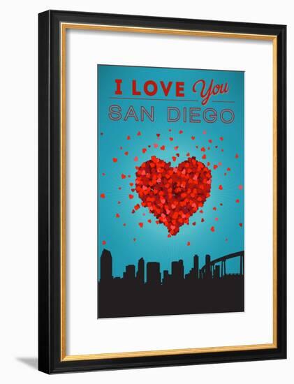 I Love You San Diego, California-Lantern Press-Framed Art Print