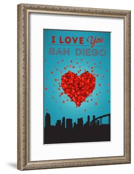 I Love You San Diego, California-Lantern Press-Framed Art Print