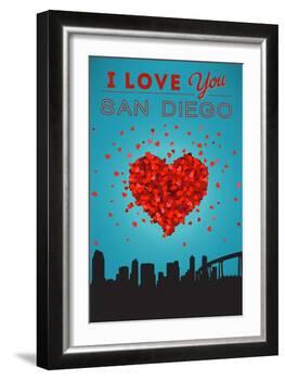 I Love You San Diego, California-Lantern Press-Framed Art Print