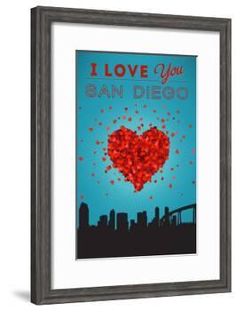 I Love You San Diego, California-Lantern Press-Framed Art Print