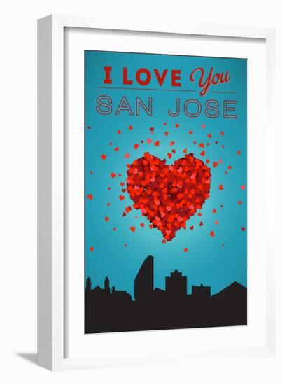 I Love You San Jose, California-Lantern Press-Framed Art Print