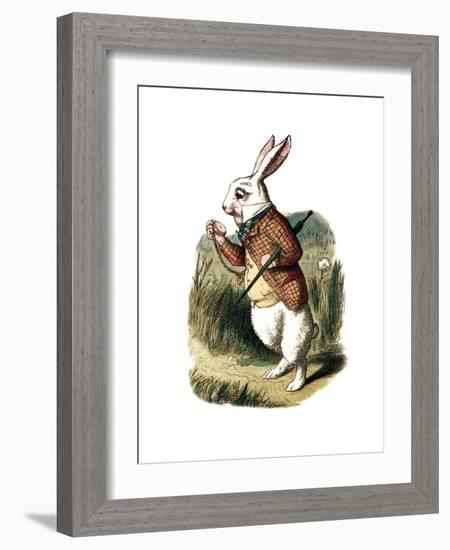 "I'm Late" Alice in Wonderland White Rabbit by John Tenniel-Piddix-Framed Premium Giclee Print