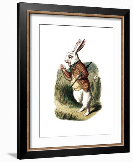 "I'm Late" Alice in Wonderland White Rabbit by John Tenniel-Piddix-Framed Premium Giclee Print