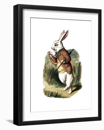 "I'm Late" Alice in Wonderland White Rabbit by John Tenniel-Piddix-Framed Premium Giclee Print