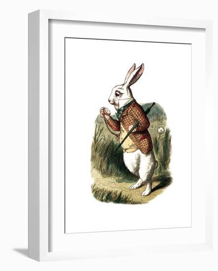 "I'm Late" Alice in Wonderland White Rabbit by John Tenniel-Piddix-Framed Premium Giclee Print