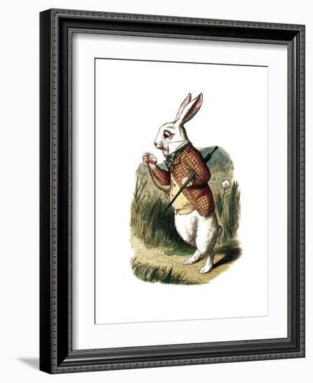 "I'm Late" Alice in Wonderland White Rabbit by John Tenniel-Piddix-Framed Premium Giclee Print