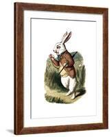 "I'm Late" Alice in Wonderland White Rabbit by John Tenniel-Piddix-Framed Art Print