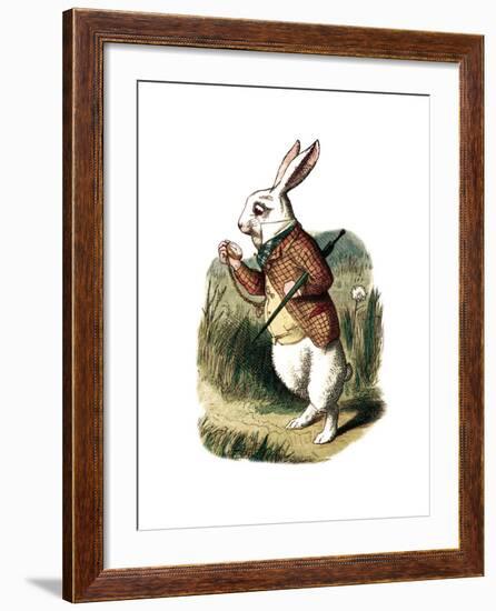 "I'm Late" Alice in Wonderland White Rabbit by John Tenniel-Piddix-Framed Art Print