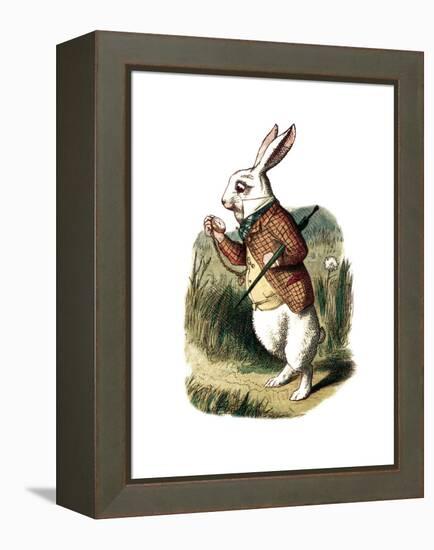 "I'm Late" Alice in Wonderland White Rabbit by John Tenniel-Piddix-Framed Stretched Canvas