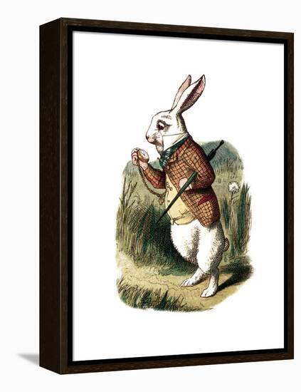 "I'm Late" Alice in Wonderland White Rabbit by John Tenniel-Piddix-Framed Stretched Canvas