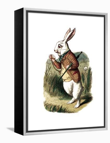 "I'm Late" Alice in Wonderland White Rabbit by John Tenniel-Piddix-Framed Stretched Canvas