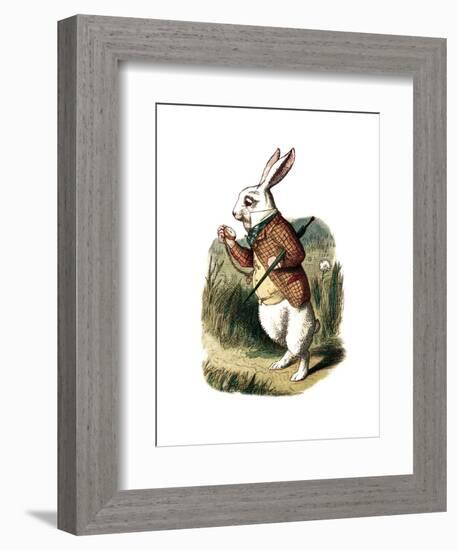 "I'm Late" Alice in Wonderland White Rabbit by John Tenniel-Piddix-Framed Art Print