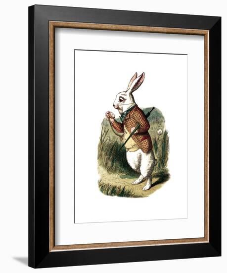 "I'm Late" Alice in Wonderland White Rabbit by John Tenniel-Piddix-Framed Art Print