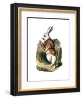"I'm Late" Alice in Wonderland White Rabbit by John Tenniel-Piddix-Framed Art Print
