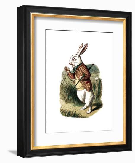 "I'm Late" Alice in Wonderland White Rabbit by John Tenniel-Piddix-Framed Art Print
