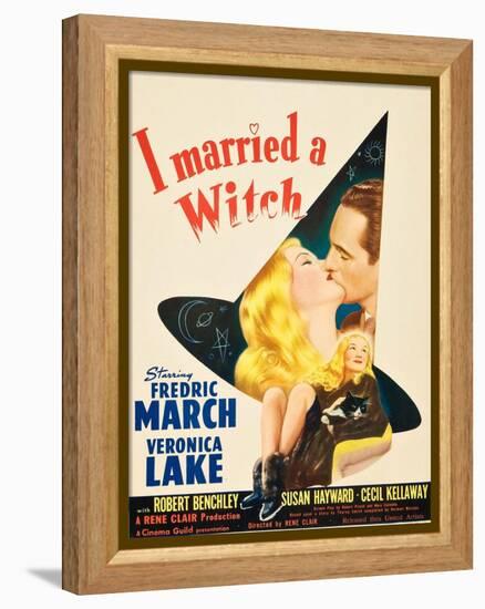 I Married a Witch, Veronica Lake and Fredric March on window card, 1942-null-Framed Stretched Canvas