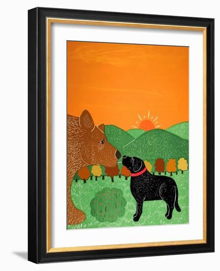 I Meet A Bear Black Autumn-Stephen Huneck-Framed Giclee Print